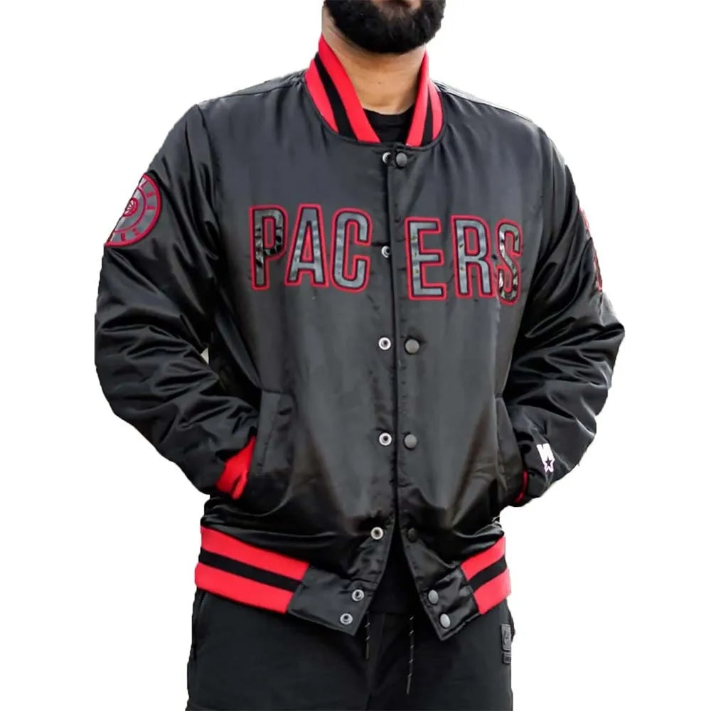 Black Indiana Pacers Satin Jacket WorthVee