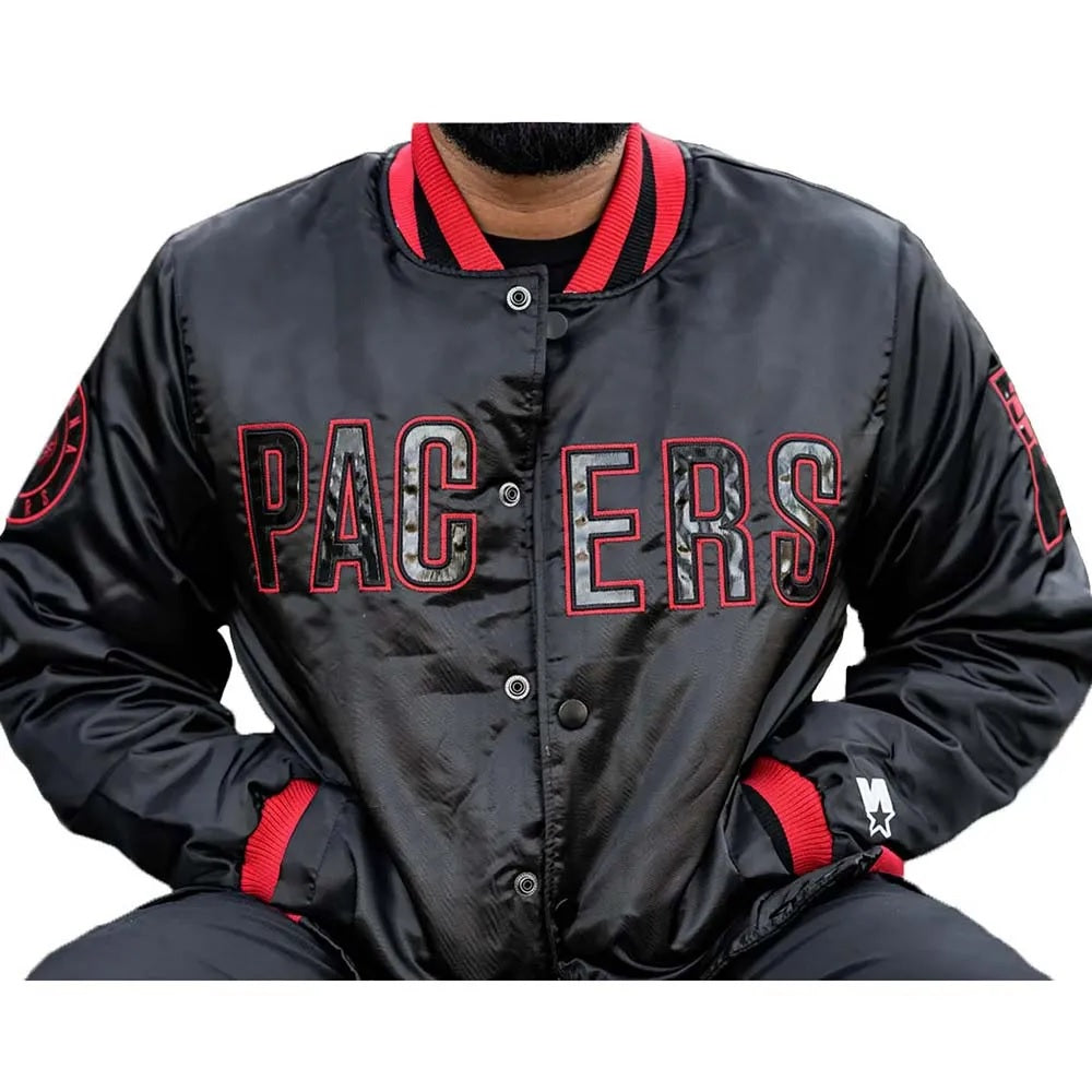 Black Indiana Pacers Satin Jacket WorthVee