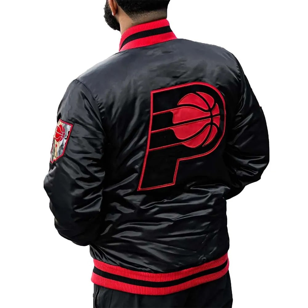 Black Indiana Pacers Satin Jacket WorthVee