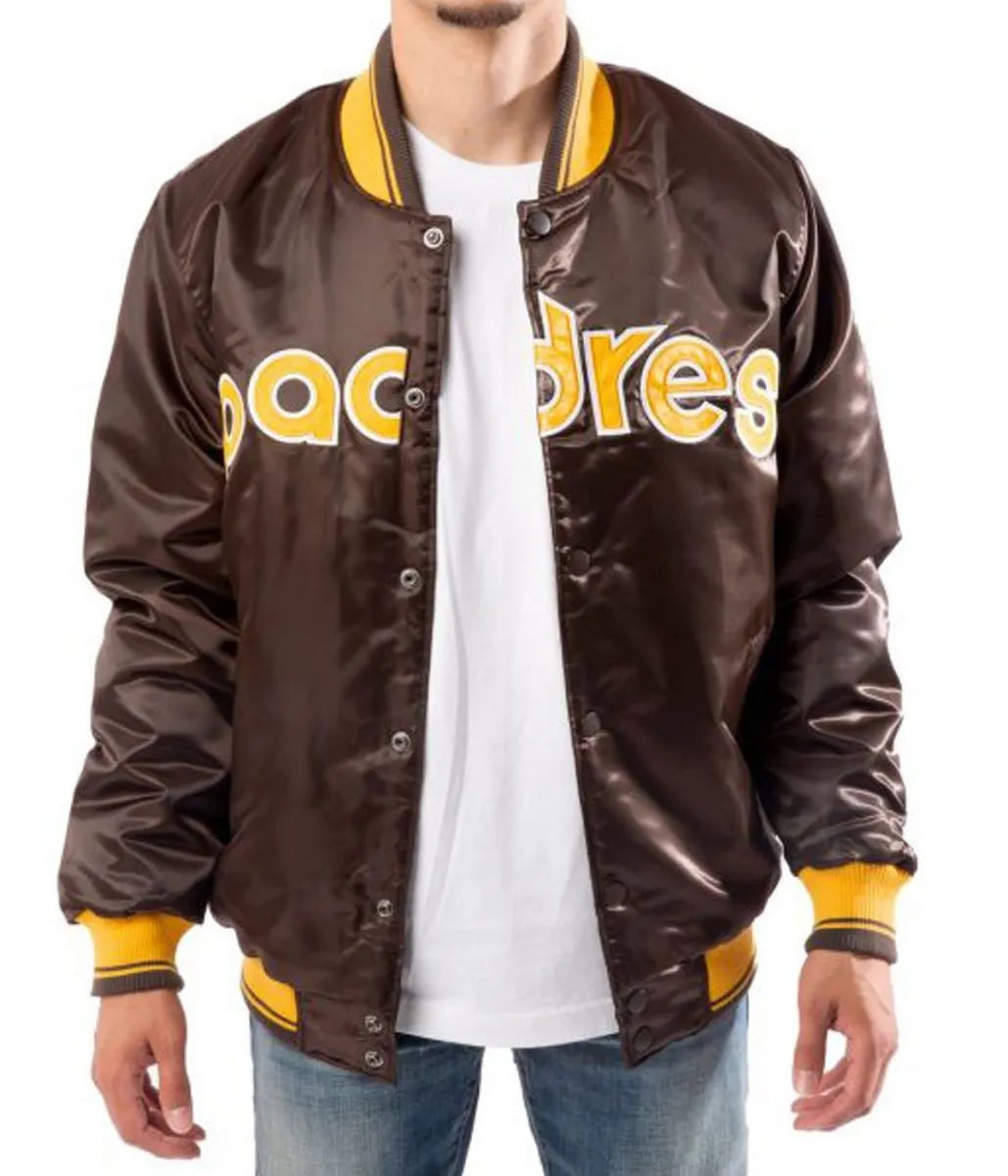 Bomber San Diego Padres Brown Satin Jacket WorthVee