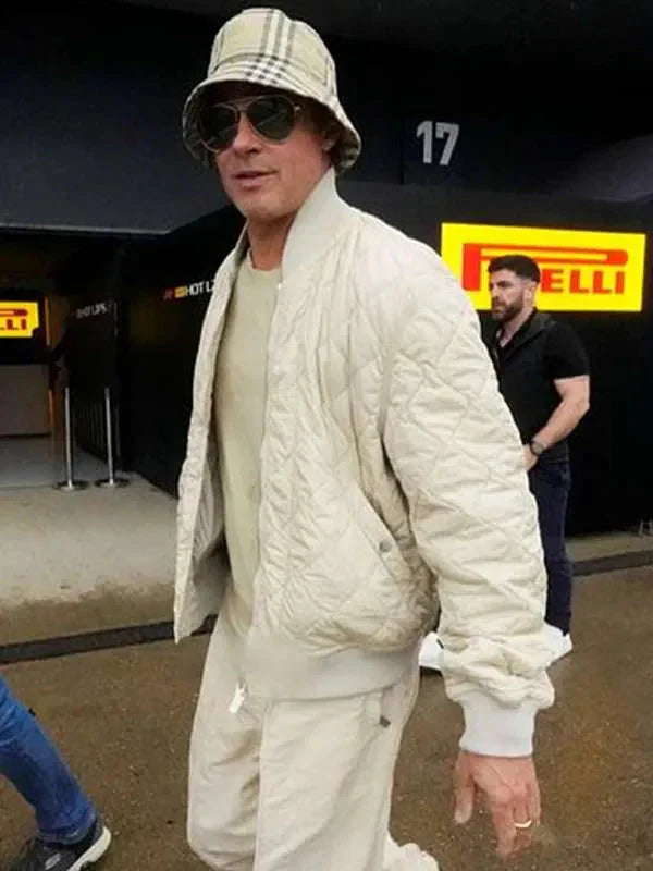 Brad Pitt F1 Quilted Bomber Jacket Clanton Jacket