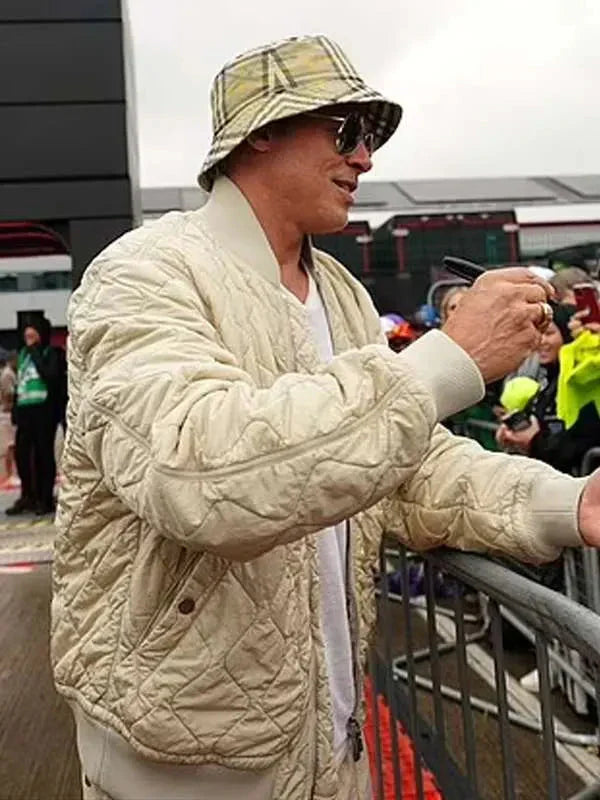 Brad Pitt F1 Quilted Bomber Jacket Clanton Jacket
