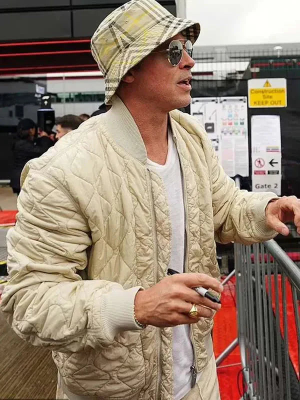 Brad Pitt F1 Quilted Bomber Jacket Clanton Jacket