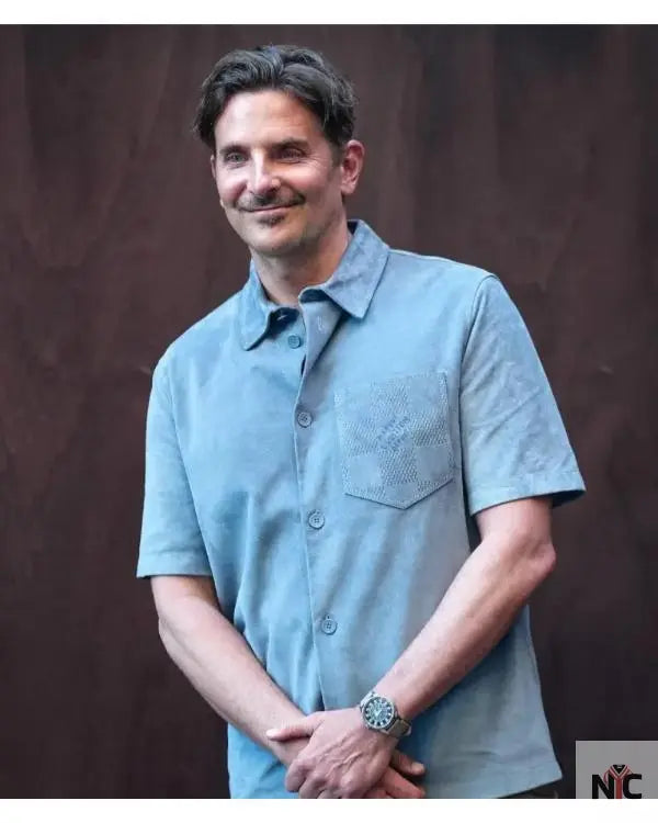 Bradley Cooper Paris Fashion Week Blue Shirt Clanton Jacket