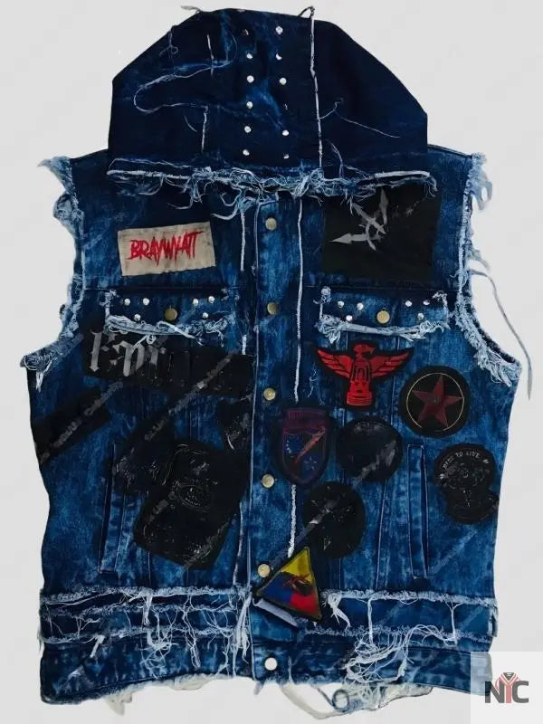 Bray Wyatt Blue Denim Hooded Vest Clanton Jacket
