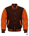 Brown And Orange Varsity Jacket Clanton Jacket
