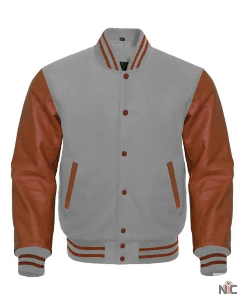 Brown & Gray Varsity Jacket Clanton Jacket
