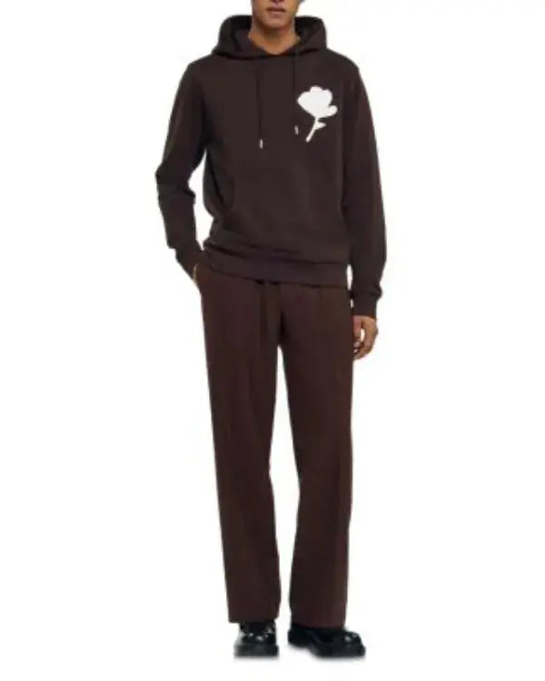 Brown Layered Flower Graphics Hoodie WorthVee