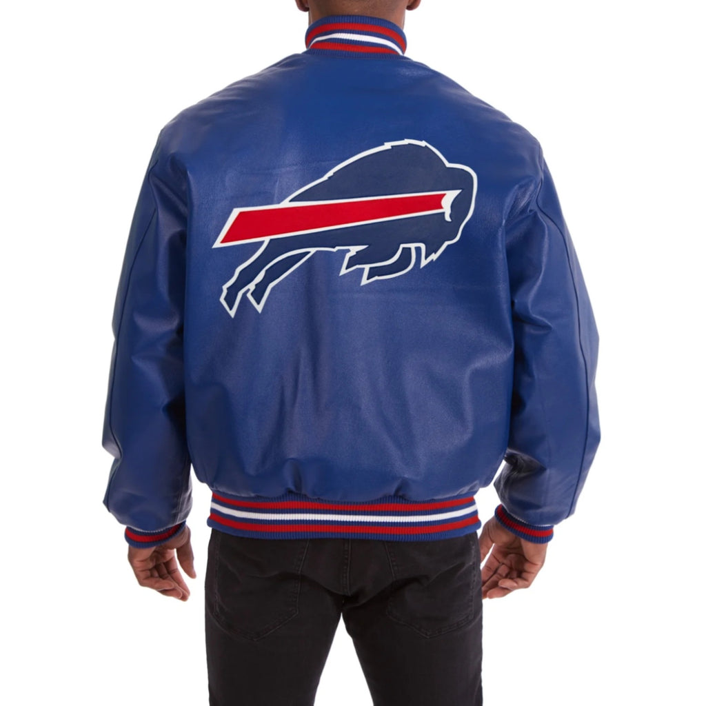 Buffalo Bills Real Leather Blue Varsity Jacket