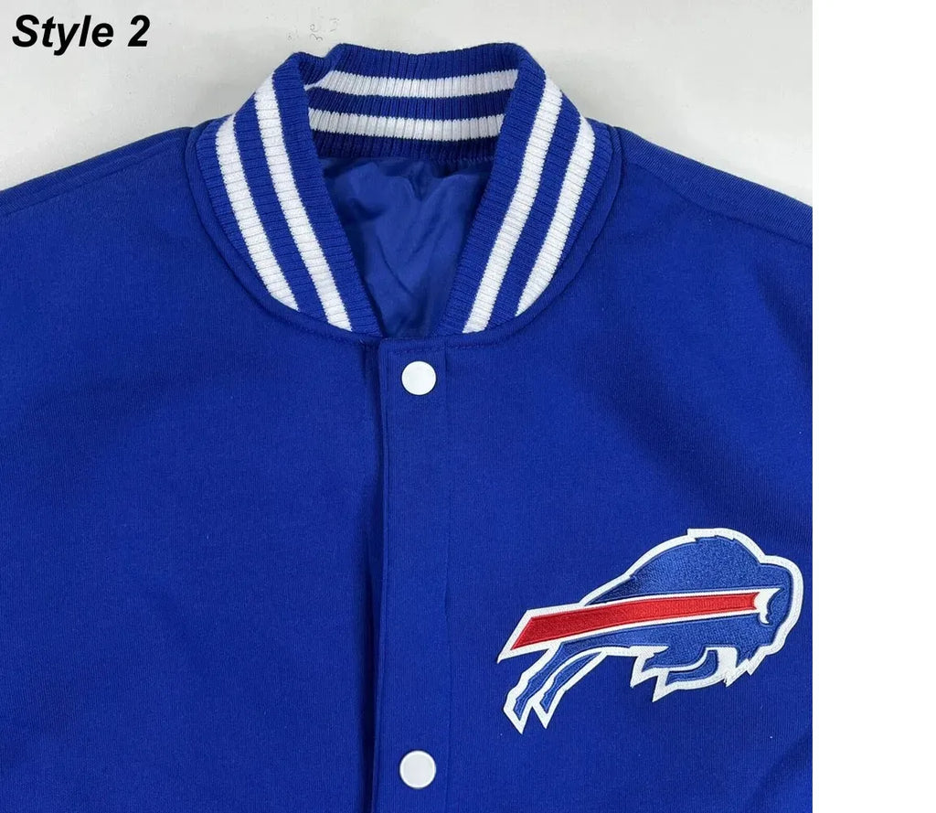 Buffalo Bills Blue and White Letterman Jacket