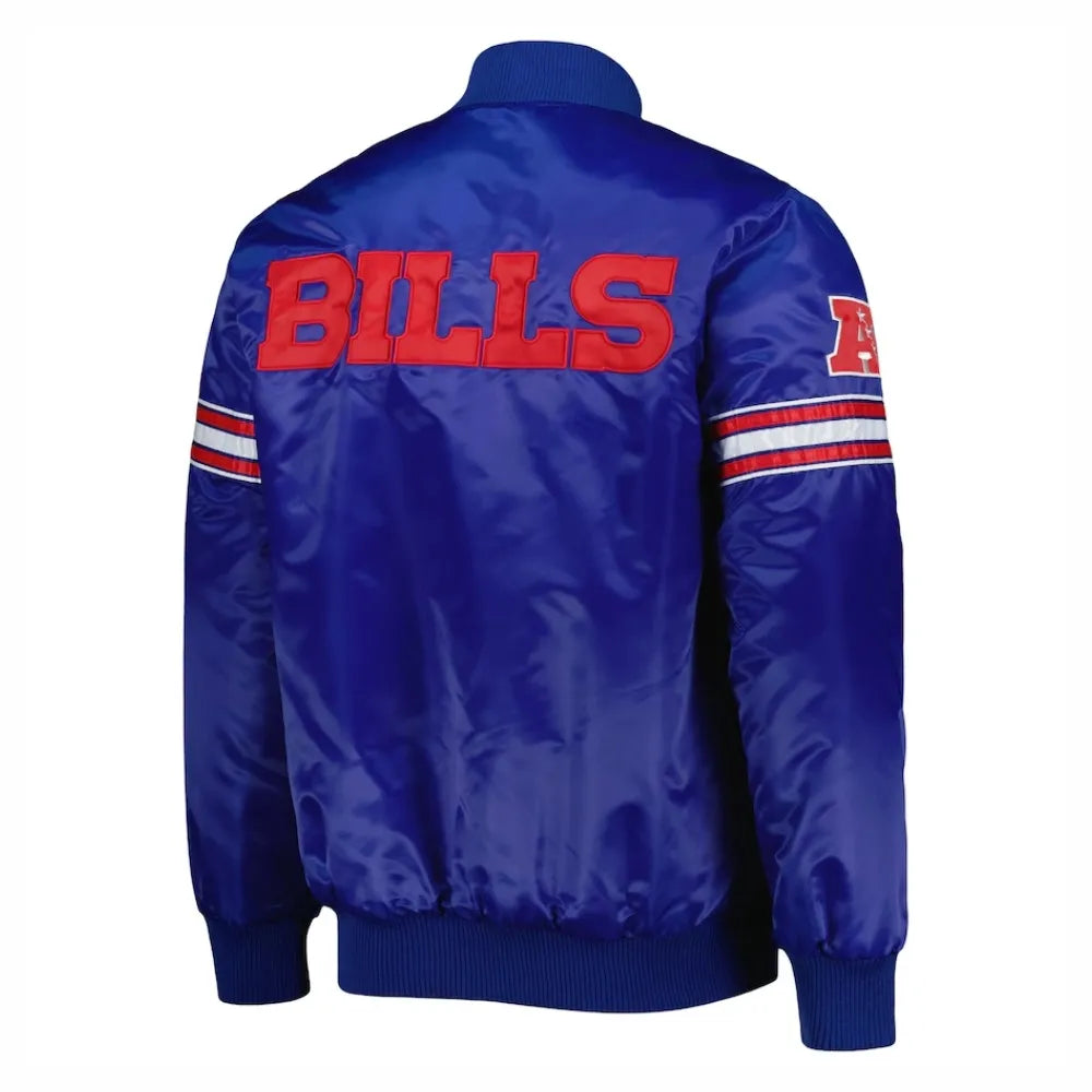 Buffalo Bills The Pick and Roll Blue Satin Varsity Jacket