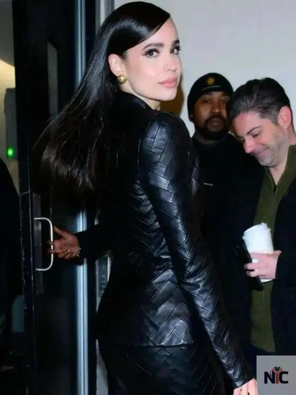 CBS Mornings 2025 Sofia Carson Leather Jacket Clanton Jacket