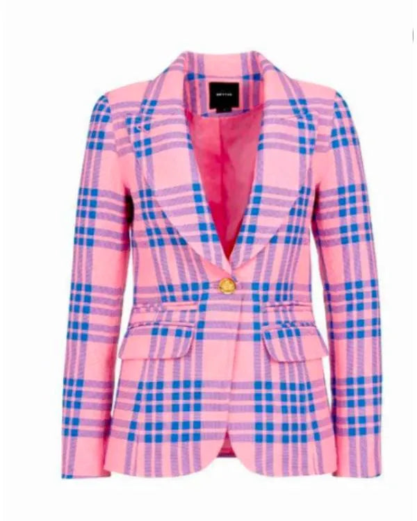 CBS Mornings 2026 Gayle King Pink & Blue Plaid Blazer
