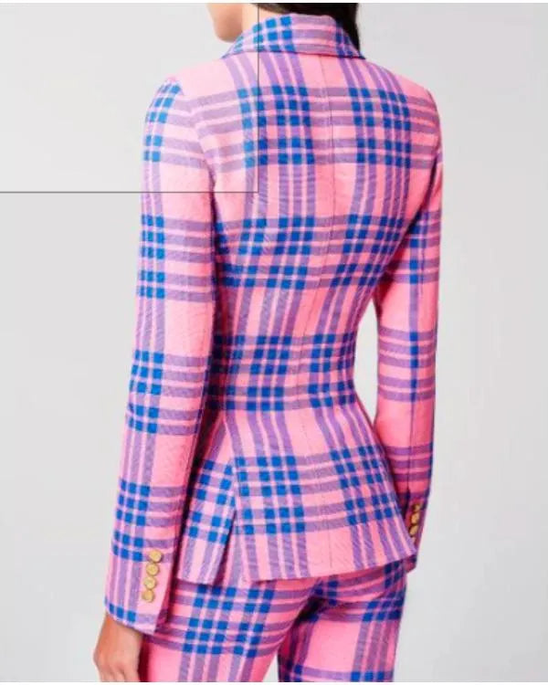 CBS Mornings 2026 Gayle King Pink & Blue Plaid Blazer
