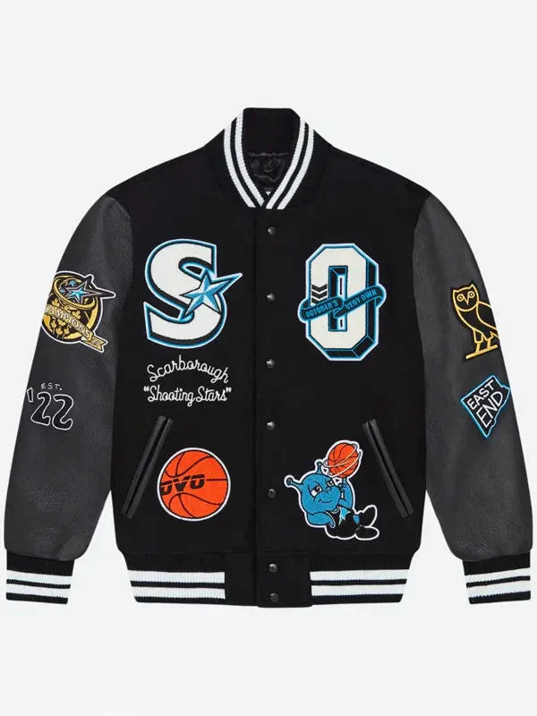 CEBL Scarborough Shooting Stars Black Varsity Jacket Clanton Jacket