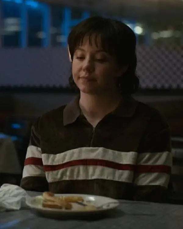 CHRISTY Sydney Sweeney Brown Striped Polo Shirt WorthVee