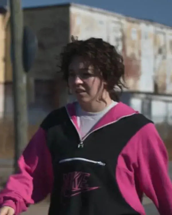 CHRISTY Sydney Sweeney Pink and Black Track Hoodie WorthVee