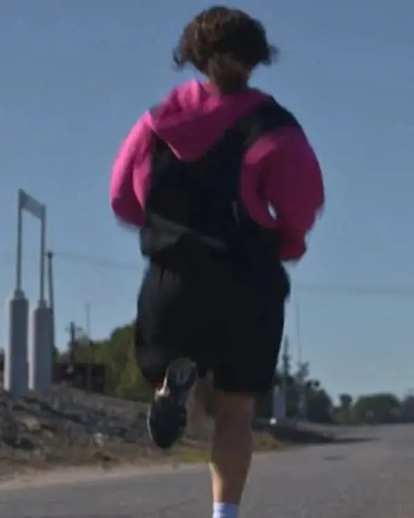 CHRISTY Sydney Sweeney Pink and Black Track Hoodie WorthVee