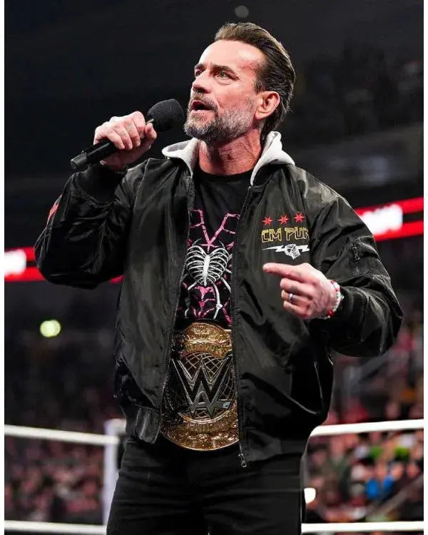 CM Punk Black Hooded Bomber Jacket WorthVee