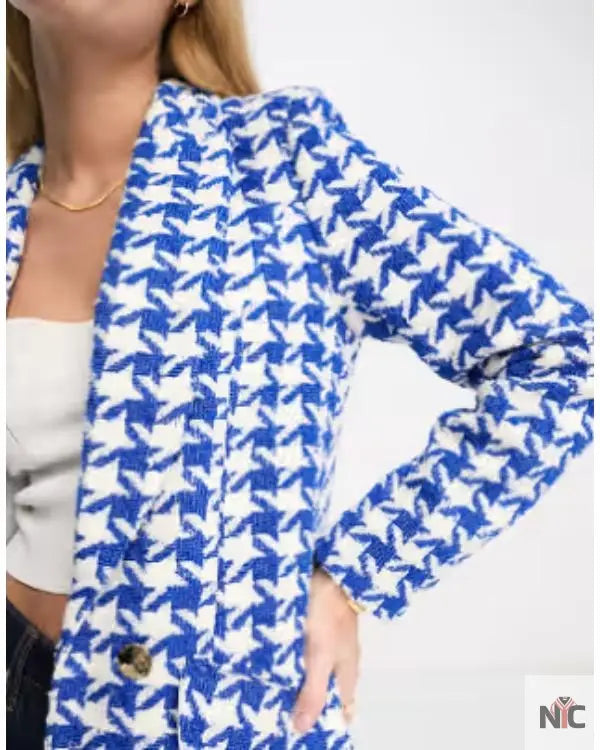 Call Me Bae S01 Ananya Panday Blue Houndstooth Blazer Clanton Jacket