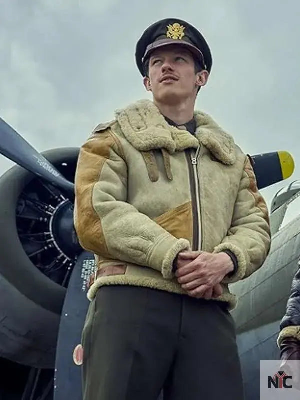 Callum Turner Masters of the Air B3 Bomber Leather Jacket Clanton Jacket