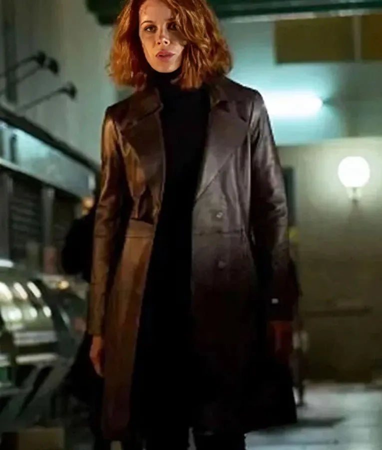 Canary Black 2024 Kate Beckinsale Leather Coat