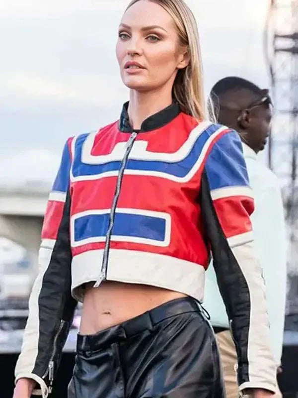 Candice Swanepoel Cropped Leather Jacket Clanton Jacket