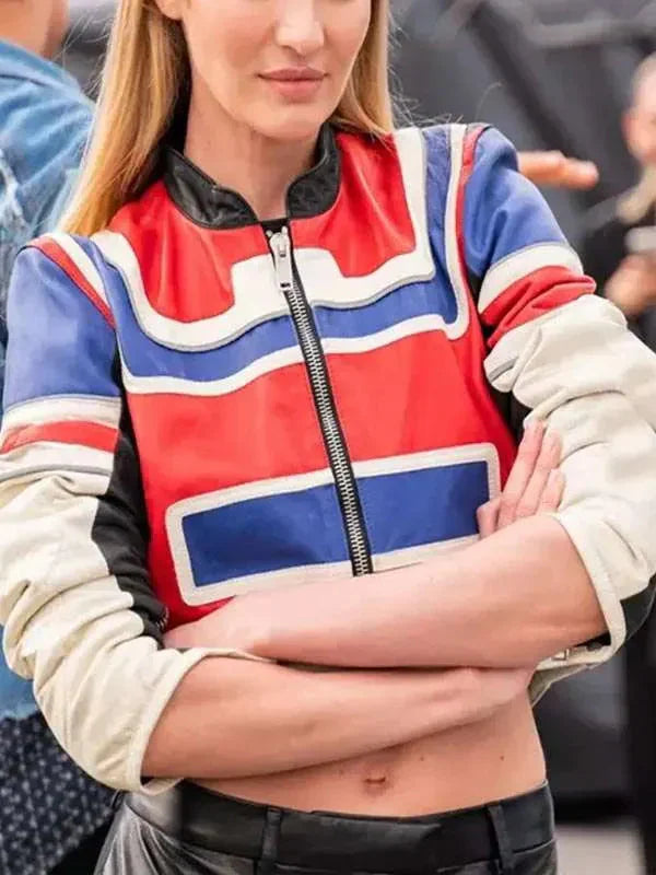 Candice Swanepoel Cropped Leather Jacket Clanton Jacket