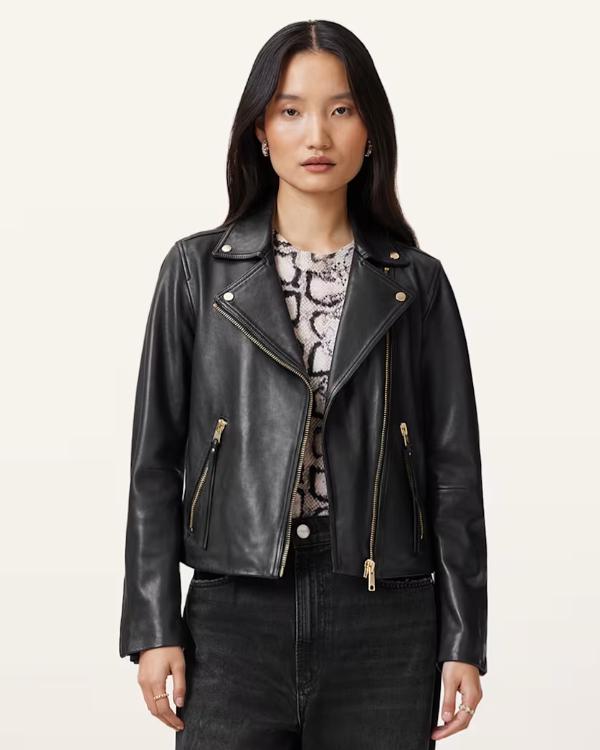 Leanne S01 Kristen Johnston Black Bikers Leather Jacket Clanton Jacket