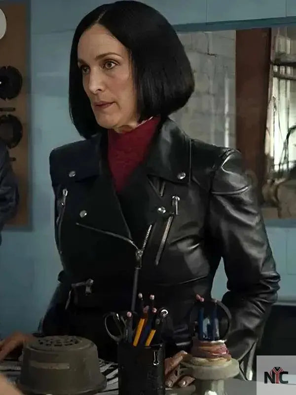 Carrie-Anne Moss FUBAR S02 Black Leather Jacket Clanton Jacket