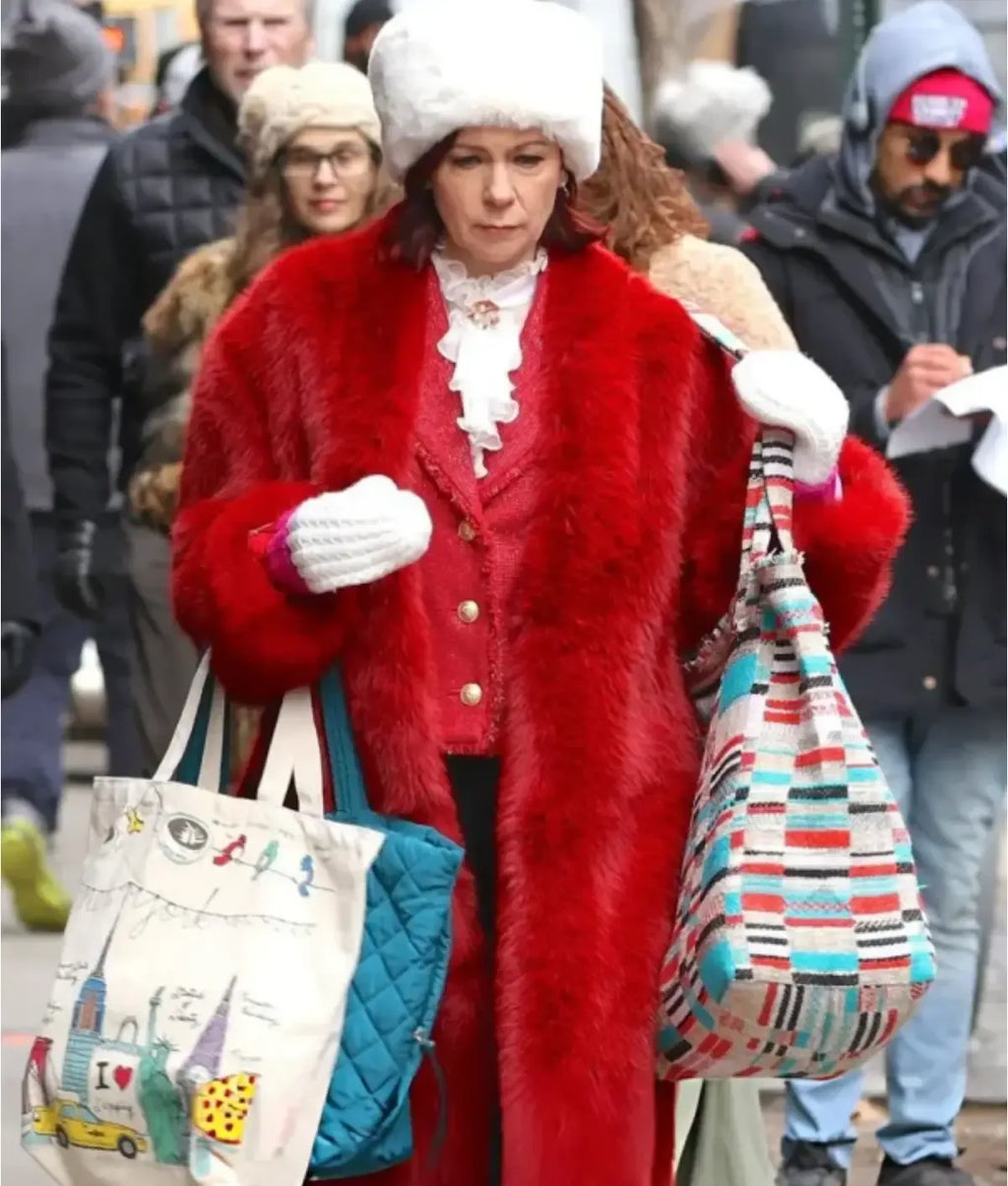 Carrie Preston NYC 2026 Red Fur Coat