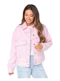 Celebrity Pink Oversize Denim Jacket USA Jackets