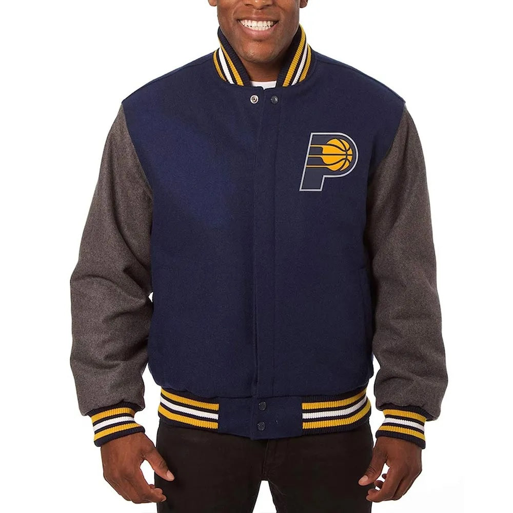 Indiana Pacers Navy/Charcoal Varsity Wool Jacket WorthVee