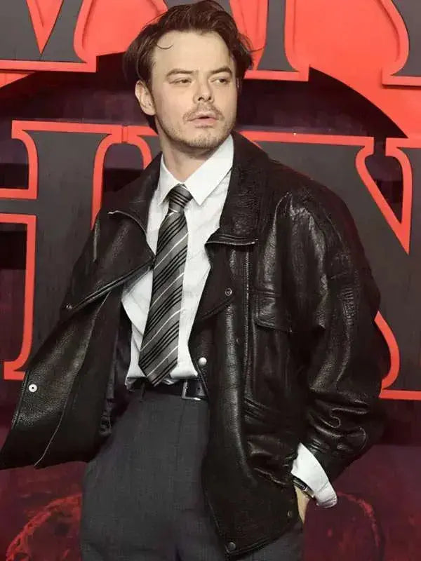 Charlie Heaton Stranger Things S05 UK Special Screening Leather Jacket WorthVee