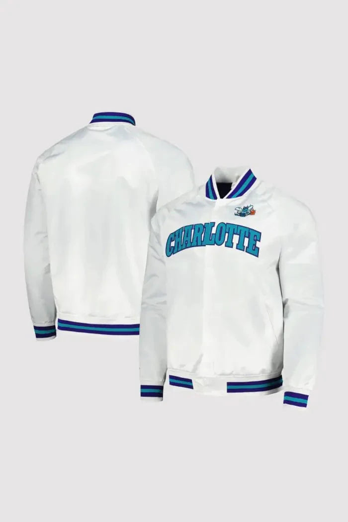 Charlotte Hornets Classics White Varsity Jacket Clanton Jacket
