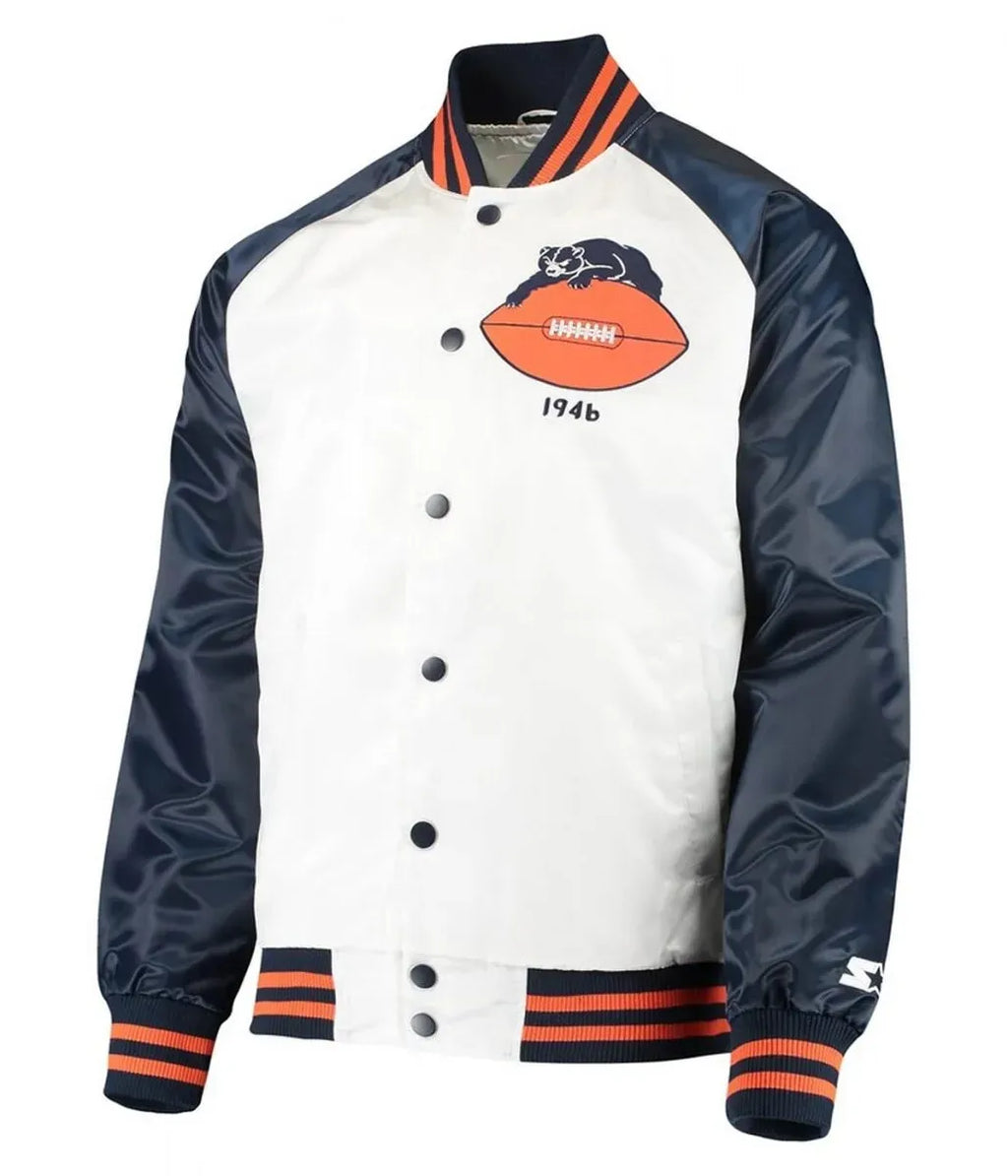Chicago Bears Clean Up Throwback Satin Full-Snap Jacket
