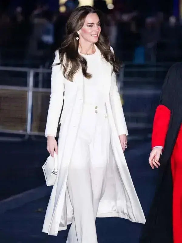 Christmas Carol Kate Middleton White Wool Coat WorthVee