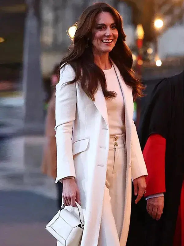 Christmas Carol Kate Middleton White Wool Coat WorthVee