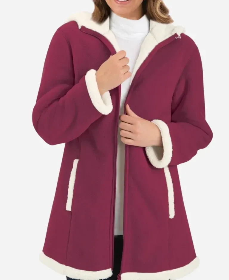 Christmas Fleece Hooded Coat