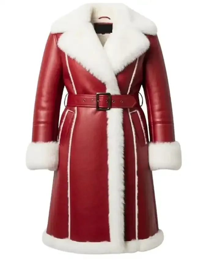 Christmas Santa Red Shearling Coat