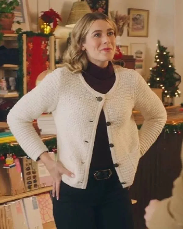 Christmas on Every Page 2025 Rose Reid White Cardigan
