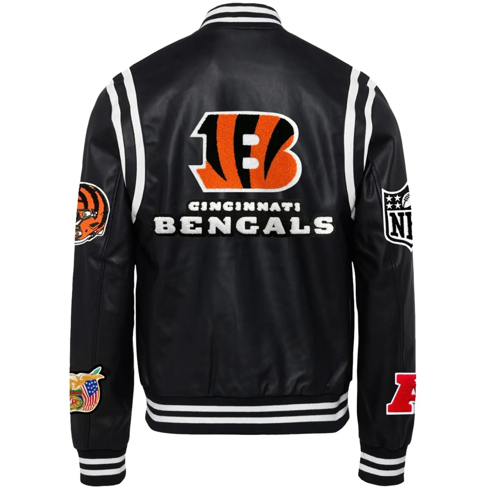 Cincinnati Bengals Jeff Hamilton Black Leather Varsity Jacket WorthVee