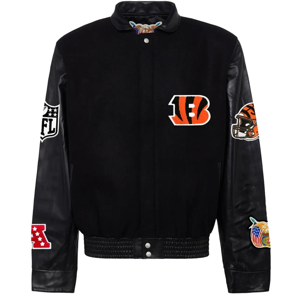 Cincinnati Bengals Jeff Hamilton Wool and Leather Jacket WorthVee