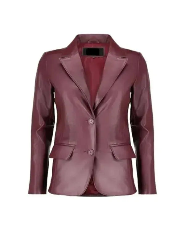 Classic Burgundy Leather Blazer WorthVee