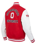 Classic Ohio State University Red And White Varsity Jacket