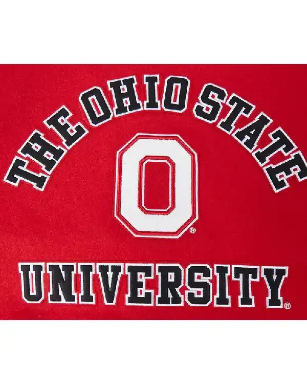 Classic Ohio State University Red And White Varsity Jacket