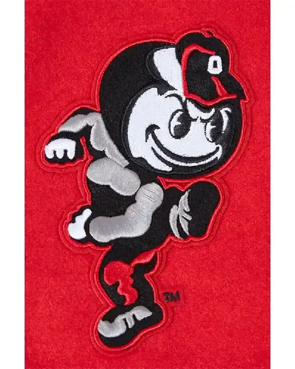 Classic Ohio State University Red And White Varsity Jacket