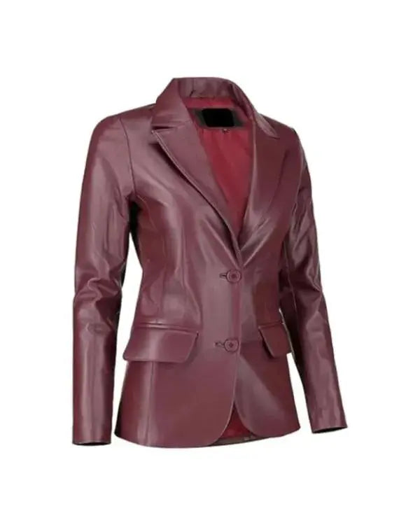 Classic Burgundy Leather Blazer WorthVee