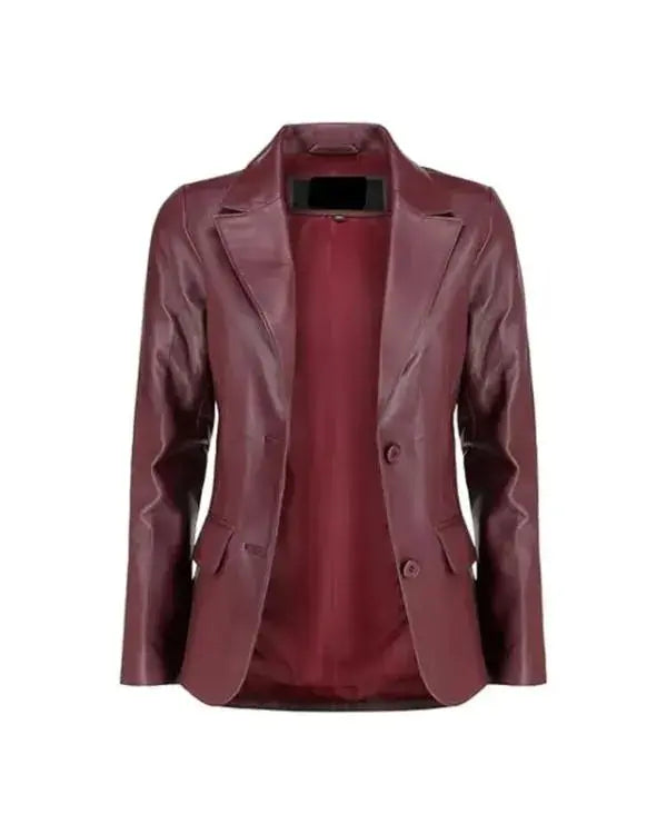 Classic Burgundy Leather Blazer WorthVee