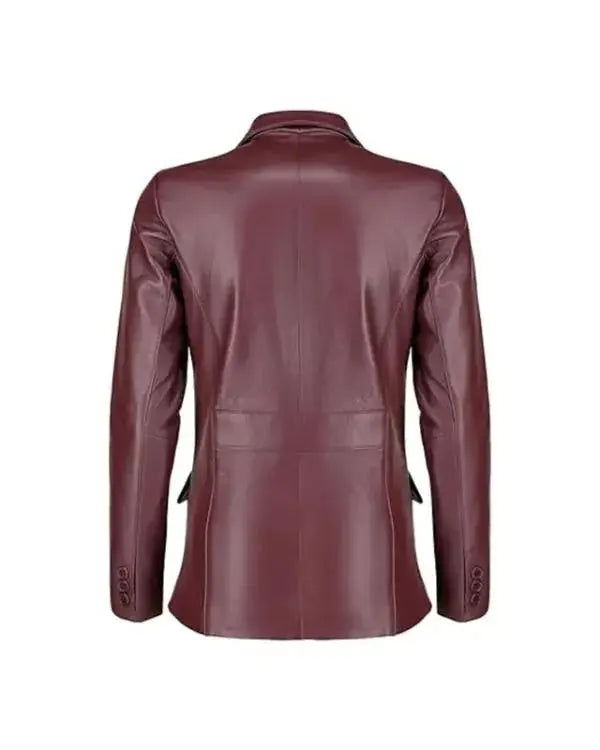 Classic Burgundy Leather Blazer WorthVee